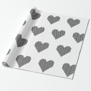 Papel De Presente Coração de pixel preto