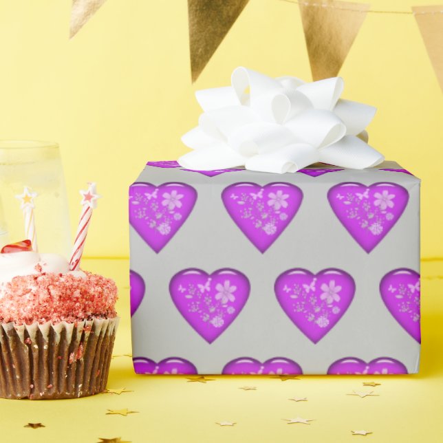 Papel De Presente Coração de Vidro (Festa de aniversário)