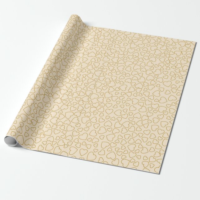 Papel De Presente Coração Dourada de Amor Moderno e Elegante (Desenrolado)