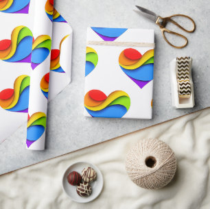 Papel De Presente Coração em forma de arco-íris de SlipperyJoe em ca