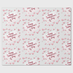 Papel De Presente Coração Espalhado: Corações Corais e Pastéis Rosa