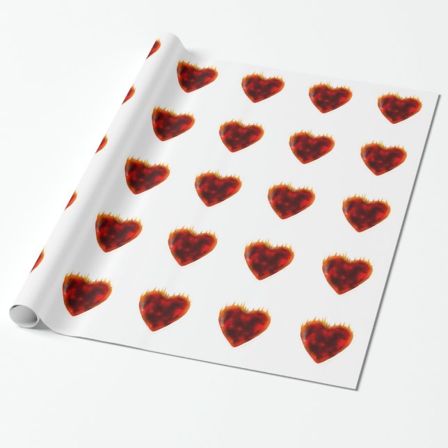 Papel De Presente Coração Flaming (Desenrolado)