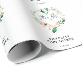 Papel De Presente Coração Floral Rosa Esbranquiçado