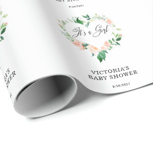 Papel De Presente Coração Floral Rosa Esbranquiçado