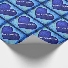Papel De Presente Coração Grunge Azul Enquadrado