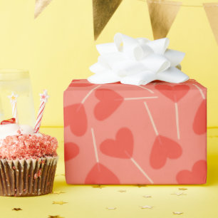 Papel De Presente Coração Moldado Por Lollipop Suckers Vermelho Rosa