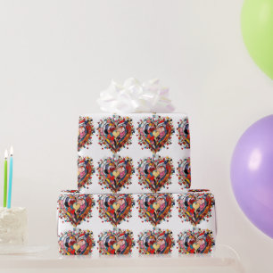 Papel De Presente Coração Mosaico de Amor