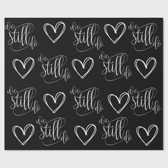 Papel De Presente Coração Negro do Aniversário de Casamento (Aberto)