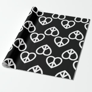 Papel De Presente coração paz amor retro hippie namorados negro