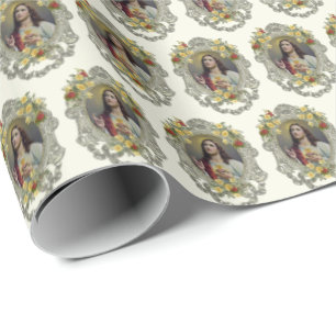 Papel De Presente Coração Religioso Sagrado Jesus Molhado Elegante