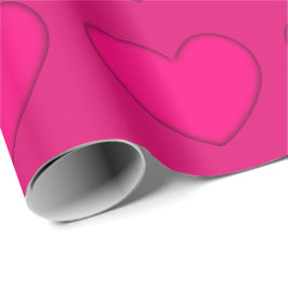 Papel De Presente Coração Rosa c/Contorno Preto