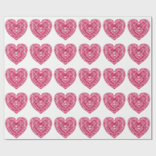 Papel De Presente Coração Rosa Personalizado   Desenho Geométrico Ab