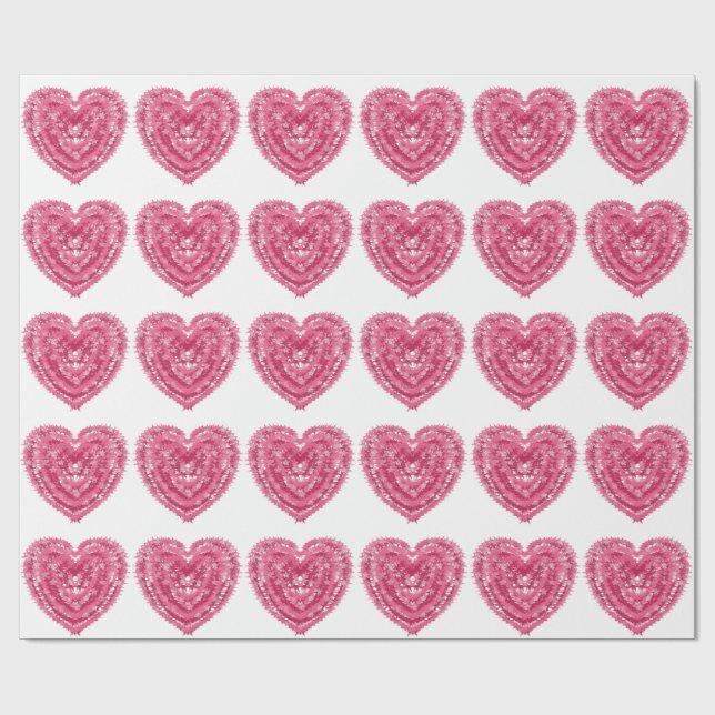 Papel De Presente Coração Rosa Texturizado | Desenho Geométrico Abst (Aberto)