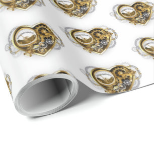 Papel De Presente Coração Steampunk com Manômetro
