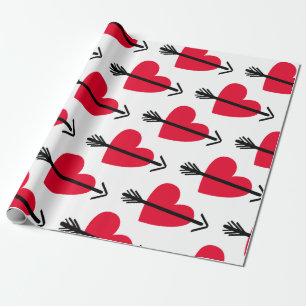 Papel De Presente Coração vermelho com dia dos namorados da seta