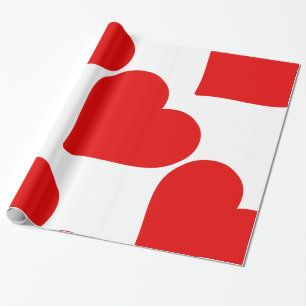 Papel De Presente Coração Vermelho em Forma de Amor Clássico Simples