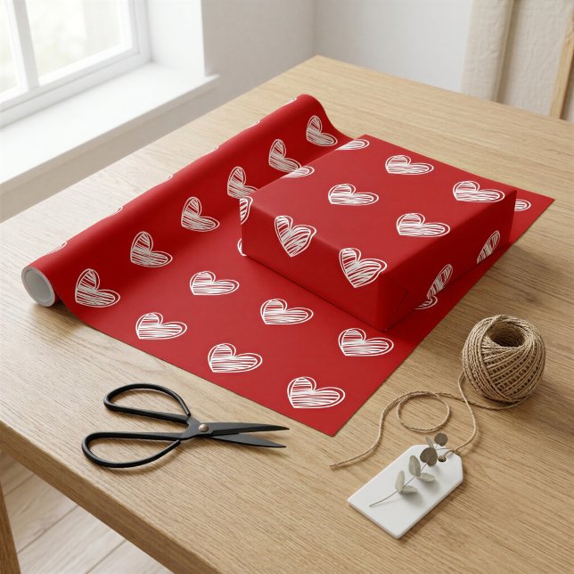 Papel de Presente Coração Vermelho Escandinavo (Criador carregado)