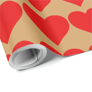 Papel De Presente Coração Vermelho Forma Amor Clássico Minimalismo