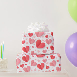 Papel De Presente Coração Vermelho Romântico Feliz Dia dos Namorados