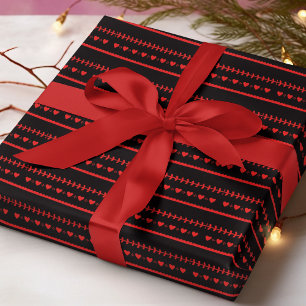 Papel De Presente Coração vermelho rústico Scandi romântico