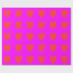 Papel De Presente Coração Vermelho sobre Magenta Rosa