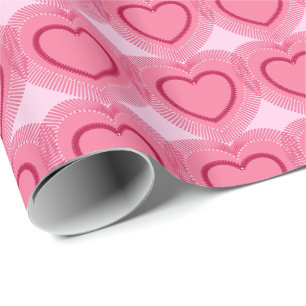 Papel De Presente Corações abstratos modernos - rosa da azálea