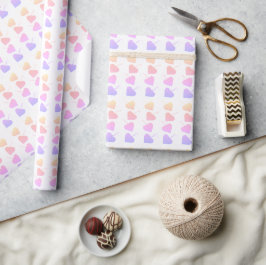 Papel De Presente Corações Amarelo, Rosa e Púrpura do chá de fraldas