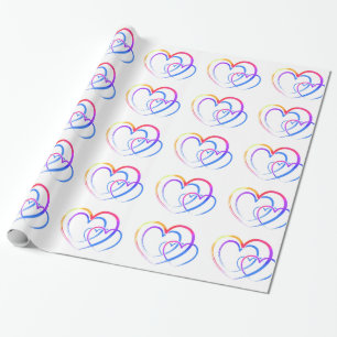 Papel De Presente Corações arco-íris