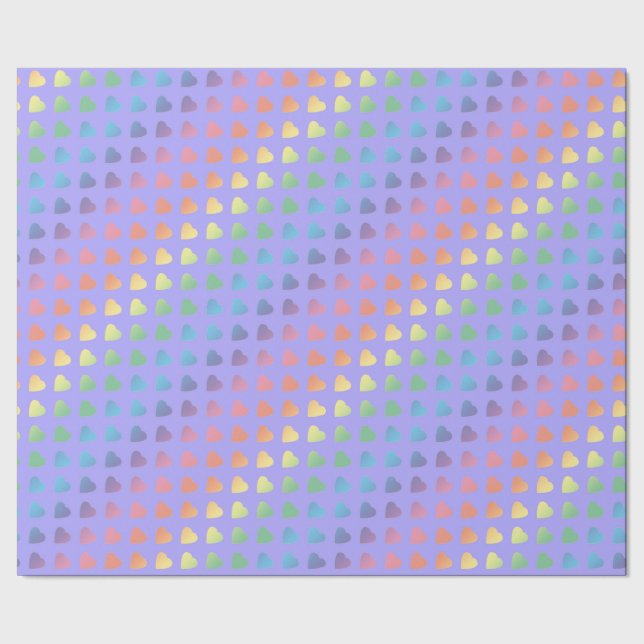 Papel De Presente Corações Arco-Íris em Lilac (Barra)
