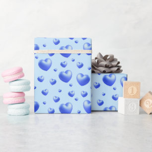 Papel De Presente Corações Azuis de Bebê