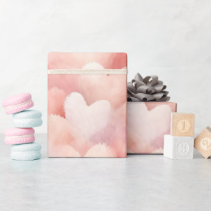 Papel De Presente Corações bonito, cor-de-rosa, com pincel