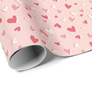 Papel De Presente Corações bonitos em tons cor-de-rosa
