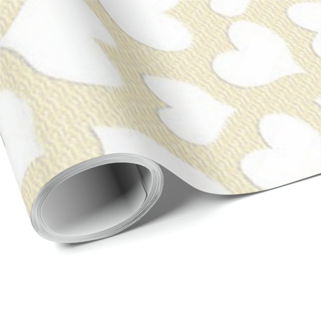 PAPEL DE PRESENTE CORAÇÕES BRANCAS (Ponta do rolo)