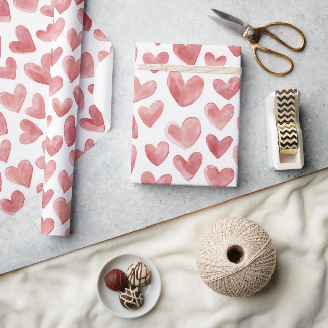 Papel De Presente Corações Brancos Vermelhos (Artesanato)