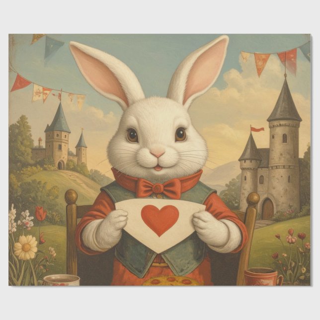 Papel De Presente Corações Caprichosos do Coelho Branco Terra Encant (Aberto)