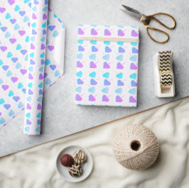 Papel De Presente Corações chás de fraldas Azul, Roxo e Rosa