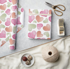 Papel De Presente Corações Cons Coloridos Padrão de Aquarela