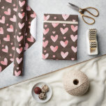 Papel De Presente Corações cor-de-rosa Cacau castanho Aniversário<br><div class="desc">Corações cor-de-rosa Cacau castanho Aniversário</div>