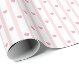 Papel De Presente Corações cor-de-rosa, Listras, aniversário, namora