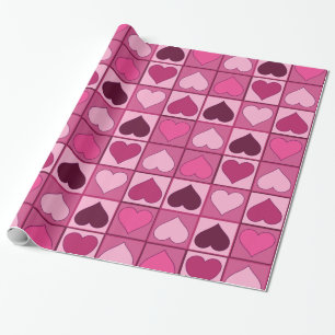 Papel De Presente Corações cor-de-rosa românticos para cima e par