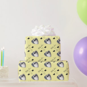 Papel De Presente corações de amor único preto e branco