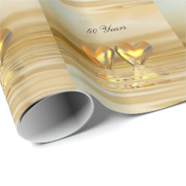 Papel De Presente Corações de Aniversário de Ouro