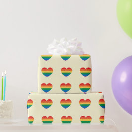 Papel De Presente Corações de Arco-Íris Coloridos Autismo Amarelo Se