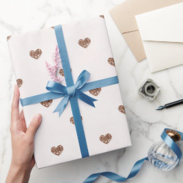 Papel De Presente Corações de Brilho de Açúcar Mascavo Amor Dia dos