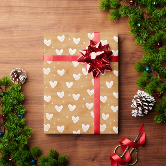 Papel De Presente Corações de Caramelo Natal (Presente de Natal)