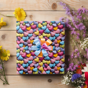 Papel De Presente Corações de Chocolate do Dia dos Namorados