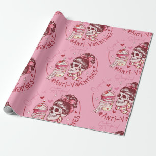Papel De Presente Corações de crânio estúpido e cupido anti-valentin