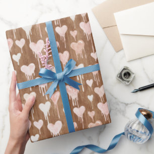 Papel De Presente Corações de Creme Rosa Chocolate Dia dos Namorados