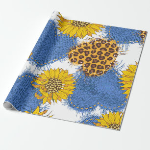 Papel De Presente Corações de Denim feitos de tecido com bordas rasg