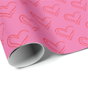 Papel De Presente Corações de giz em dia dos namorados rosa